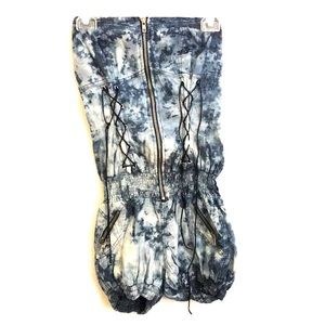 Denim laced up romper